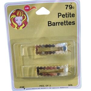 Vintage 1970's Gold Hair Barrettes 2-pack NEW in package